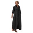 thumbnail image 1 of Quixlent Women's Cotton Linen Shirt Dress Casual Rolled-Up Sleeve Button Dowm Maxi Dress Summer Loose Tunic Shift Dress, 1 of 7