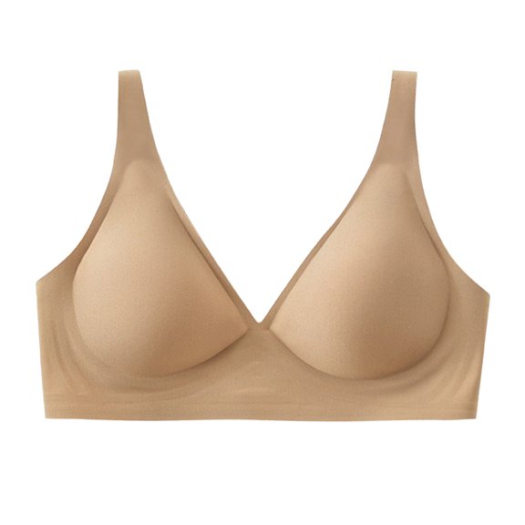 Quixlent Women's Deep V-Neck Sports Bra Wireless Push Up Bralette with Adjustable Straps No Underwire Seamless T-Shirt Bra