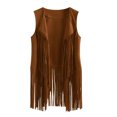 thumbnail image 1 of Quixlent Women's Fringe Vest Retro Sleeveless Jacket Cowgirl Western Outfits Open Front Tassel Cardigan Outerwear, 1 of 7