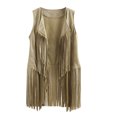 thumbnail image 1 of Quixlent Women's Fringe Vest Retro Sleeveless Jacket Cowgirl Western Outfits Open Front Tassel Cardigan Outerwear, 1 of 7