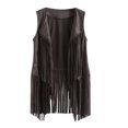 thumbnail image 1 of Quixlent Women's Fringe Vest Retro Sleeveless Jacket Cowgirl Western Outfits Open Front Tassel Cardigan Outerwear, 1 of 8