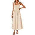 thumbnail image 1 of Quixlent Women's Halter Midi Dress, Summer Sleeveless Backless A-Line Long Dress, Square Neck Vacation Beach Sundress, 1 of 8