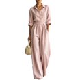 thumbnail image 1 of Quixlent Women's Summer Jumpsuit, Button Down Short Sleeve Dressy Wide Leg Pants Rompers, Casual One Piece Outfits with Pockets, 1 of 8