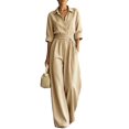 thumbnail image 1 of Quixlent Women's Summer Jumpsuit, Button Down Short Sleeve Dressy Wide Leg Pants Rompers, Casual One Piece Outfits with Pockets, 1 of 8