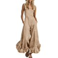 thumbnail image 1 of Quixlent Women's Summer Sleeveless Jumpsuit Ruffle Wide Leg Pants Rompers Casual Beach Vacation One Piece Outfits with Pockets, 1 of 8