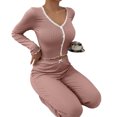 thumbnail image 1 of Quixlent Womens Lace Trim Ribbed Knit Pajamas Set Long Sleeve Crop Top Wide Leg Pants Lounge Set 2 Piece Pjs Sleepwear, 1 of 8