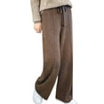 thumbnail image 1 of Quixlent Wool Casual Pants Solid Color Straight Wide Leg Knitting Trousers with Drawstring High Waist Thickened Slacks, 1 of 8