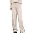 thumbnail image 1 of Quixlent Wool Casual Pants Solid Color Straight Wide Leg Knitting Trousers with Drawstring High Waist Thickened Slacks, 1 of 8