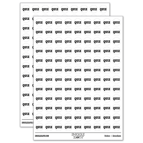 Quiz Fun Text 200+ Round Stickers - White - Gloss Finish - 0.50" Size