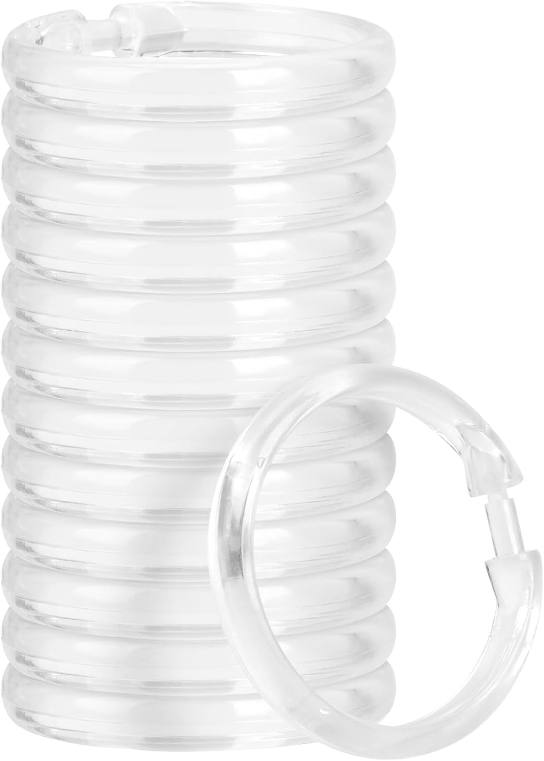 Qulable Shower Curtain Rings-12 Pack- Plastic Shower Curtain Hooks O-Shaped Rings Hook Glide Easily on Bathroom Shower Rod(Clear)