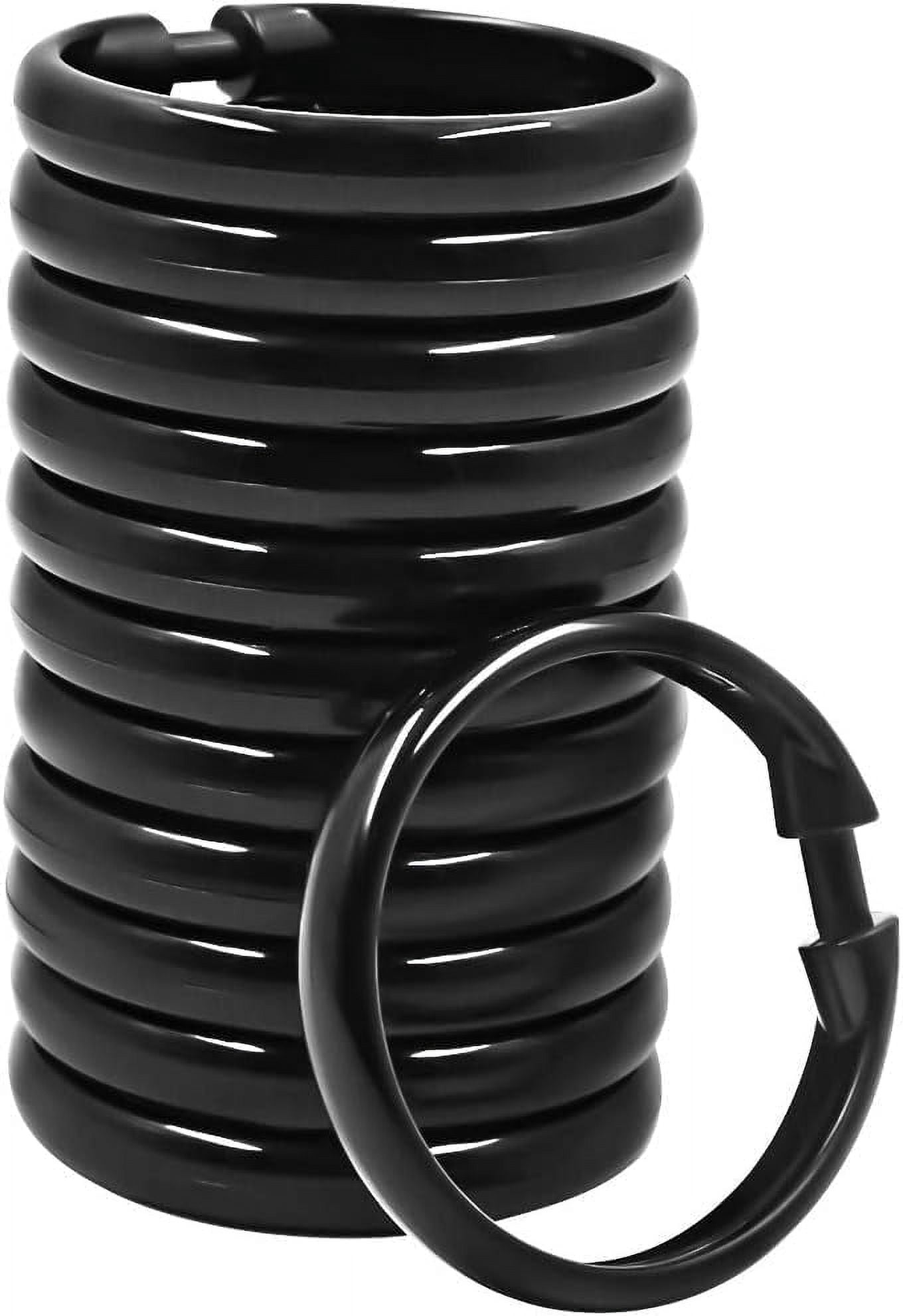 Qulable Shower Curtain Rings-24 Pack- Plastic O-Shaped Rings Hook Glide Easily on Bathroom Shower Rod (Black)