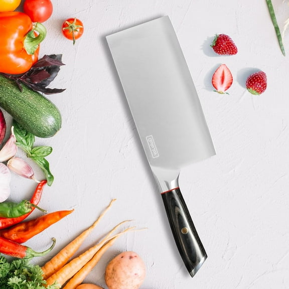 Qulajoy 7.3 Inch Meat Cleaver Knife, Professional Carbon Stainless Steel Butcher Slicing Knife for Meat Vegetable