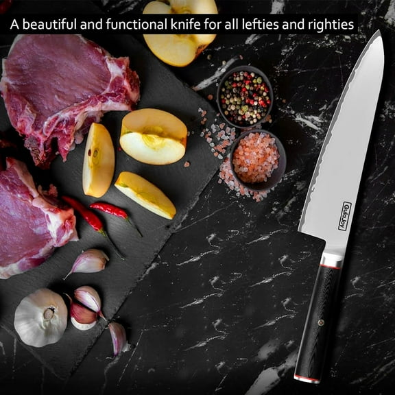Qulajoy 8 Inch Chef Knife, Japanese VG10 Chef Knife, Cutting Knife for Kitchen Meat Vegetable (8 Inch Carbon Steel Chef Knife)