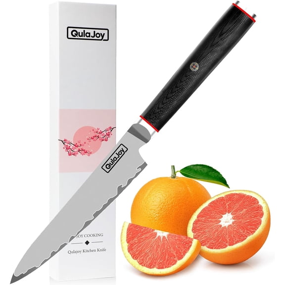 Qulajoy VG10 Utility Knife, Japanese 10Cr15MoV Steel Paring Knives, Sharp Slicing Knife for Fruit Vegetable (5 Inch Utility Knife)