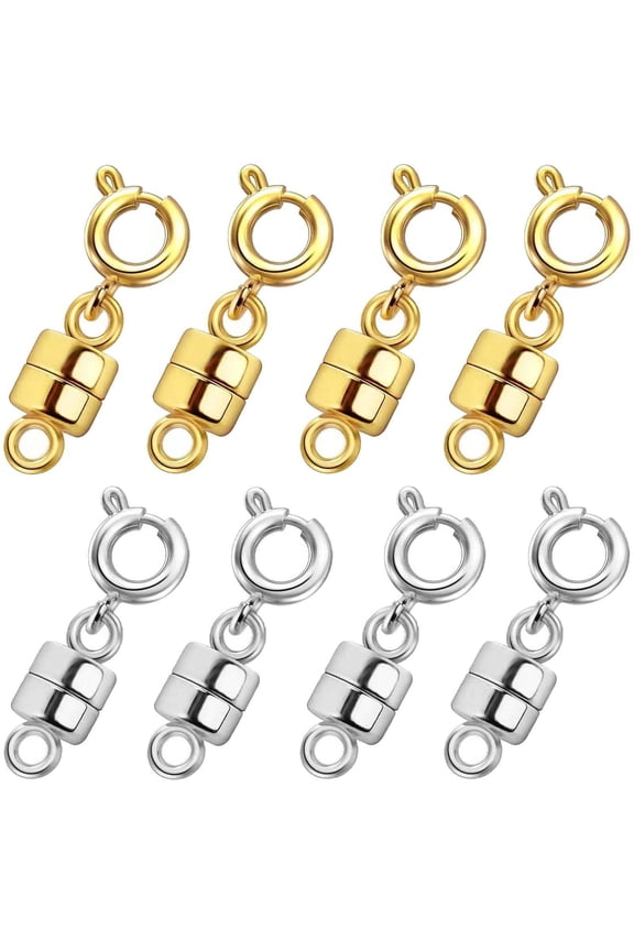 Magnetic Bracelet/Necklace Clasps 18K Gold and Silver Plated, Simple Design, 8 Count