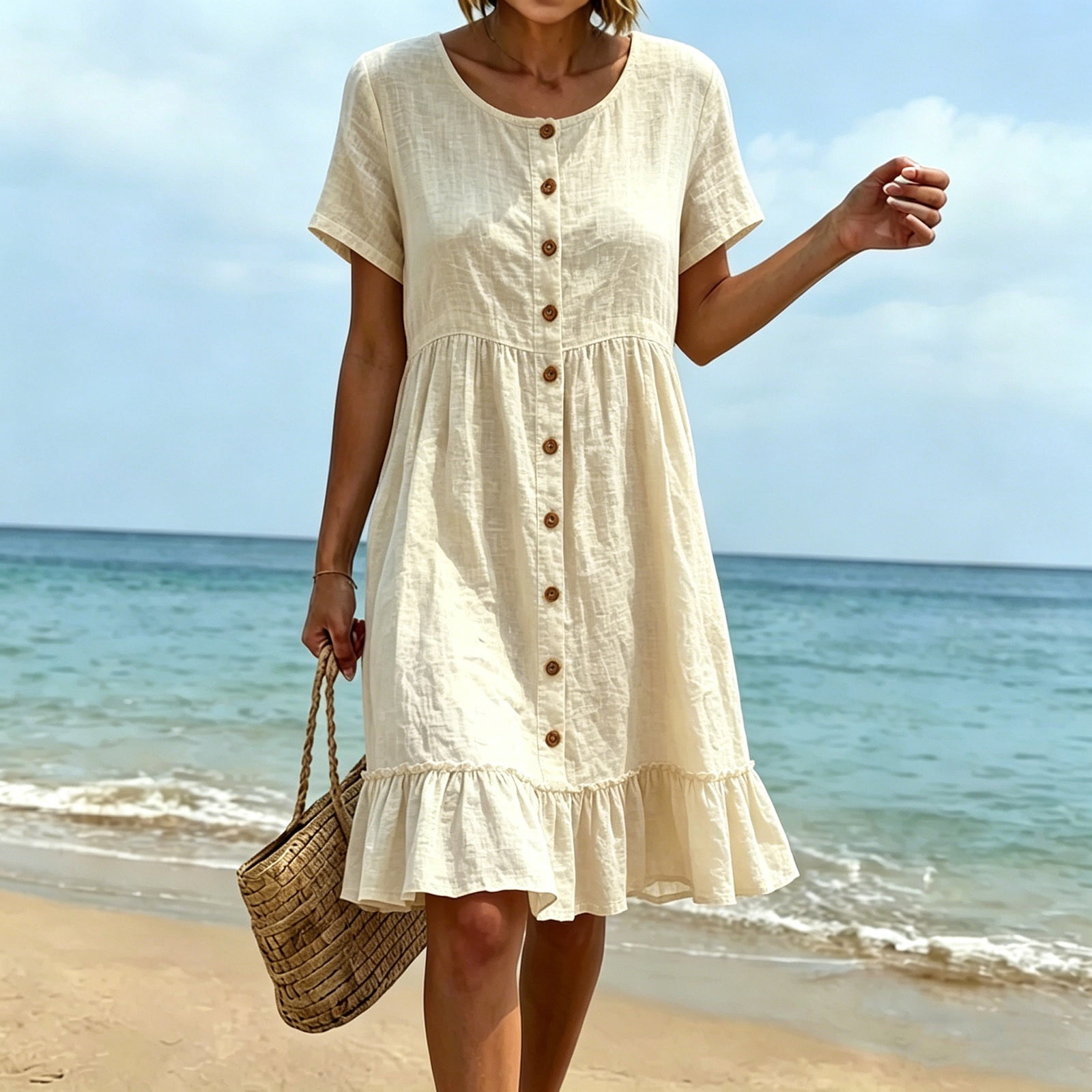 cute cheap summer dresses plus size Qulqfy for Women 2026 Sleeveless Midi Beige Cotton Ruffle Beach Flowy Smocked Button Down V-Neck A-Line Sundress XL Packing List 1*Plus Size Sample 02/26/2026 Lilah Corset Midi Dress Size:Child12 plus size summer dresses