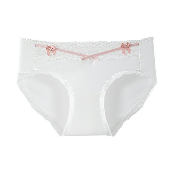 Qulqfy 100% Cotton Underwear Women Cheeky White Soft Comfort Breathable Hipster Panties Women's Panties M