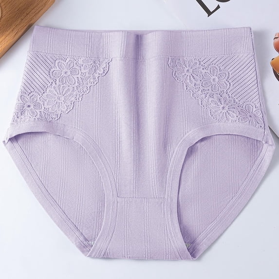 Qulqfy 100% Cotton Underwear for Women Plus Size High Waisted Cheeky Lace Soft Panties Underwear for Women 5XL