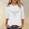 thumbnail image 1 of Qulqfy 3/4 Length Sleeve Women's T Shirts Causal Loose-Fitting Scoop Neck Tunic Vacation Basics Dressy Raglan Tops for Women Trendy 2XL, 1 of 4