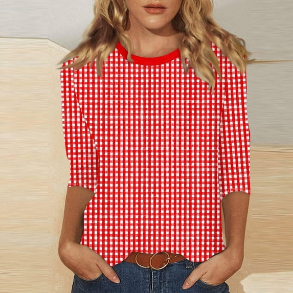 Qulqfy 3/4 Length Sleeve Womens Graphic T Shirts Slim Fit Scoop Neck Causal Tunic Basics Raglan Vacation Womens Tops 2XL