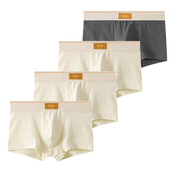 Qulqfy 4 Pack Boxer Briefs Men Breathable Big & Tall 100% Cotton Boxer Briefs Comfort Stretch Men's Underwear 4XL