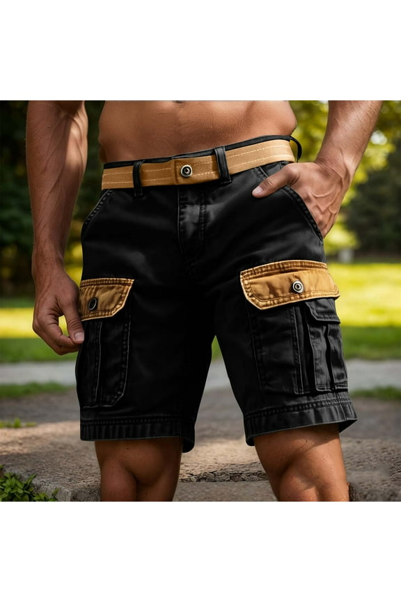 5 Inch Inseam Shorts Men Cotton Summer Black Cargo Hiking Shorts Flat Front Elastic Waist Shorts Running Shorts Men S