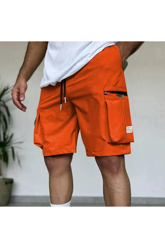 5 Inch Inseam Shorts Men Hiking Cargo Summer Orange Shorts Outdoor Drawstring Elastic Waist Shorts Mens Golf Shorts XXL
