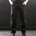 thumbnail image 1 of Qulqfy Baggy Pants for Men Cargo Stretch Big and Tall Black Pants Wide Leg Hiking Waterproof Pants Nylon Pants for Men 34, 1 of 7