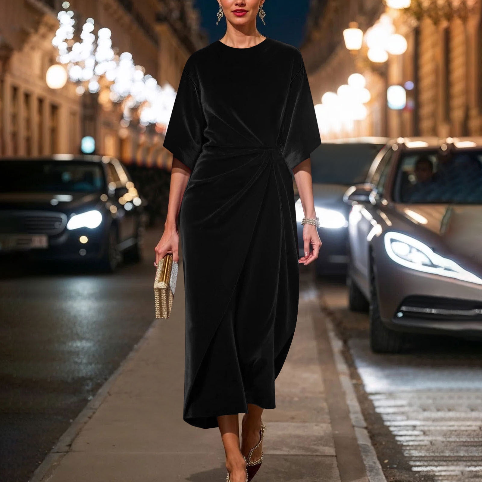 black velvet empire waist dress Velvet Long Sleeve Corset Mini Dress in Jet Black - 6 main image 0