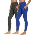 thumbnail image 1 of Qulqfy Blue Fall Leggings for Women Compression Yoga Workout Plus Size Pockets High Waisted 2 Pack Leggings Women's Pants L, 1 of 9