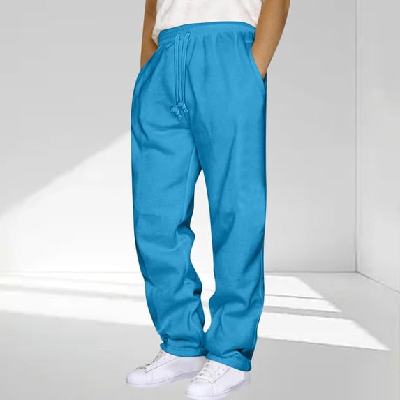 Qulqfy Blue Pants for Men Baggy Stretch Cargo Big and Tall Pants Straight Leg Elastic Waist Pants Casual Pants for Men 5XL
