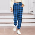thumbnail image 1 of Qulqfy Blue Pants for Women Plaid Lounge Pants Trendy High Waisted Jogger Fall Pants for Women, 1 of 6