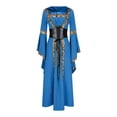 thumbnail image 1 of Qulqfy Blue Womens Dresses Medieval Long Bell Sleeve Maxi Plus Size Gothic Cocktail Renaissance Dresses Womens Fall Dresses XL, 1 of 6