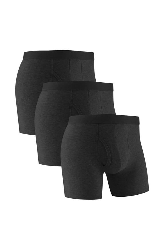 Boxer Briefs Men Breathable 3 Pack Cotton with Fly Boxer Briefs Moisture Wicking Stretch Men Underwear S