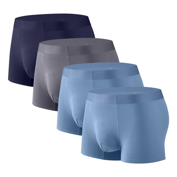 Qulqfy Breathable Boxer Briefs for Men Performance 4 Pack Cooling Boxer Briefs Quick Dry Big & Tall Stretch Mens Underwear Briefs L