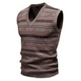 thumbnail image 1 of Qulqfy Bronze Mens Sweater Vest Workout Knit Slim Fit Striped Sleeveless V Neck Casual Winter Fall Sweater Mens Shirts L, 1 of 3