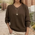 thumbnail image 1 of Qulqfy Bronze Women's Sweaters V Neck Dressy Pullover Long Sleeve Knitted Basic Shirts Women Fall Sweaters XL, 1 of 3