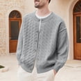 thumbnail image 1 of Qulqfy Button Down Mens Cardigan Sweater Cable Knit Gray Casual Soft Crew Neck Fashion Long Sleeve Winter Fall Sweater Plus Size Mens Shirt 3XL, 1 of 4
