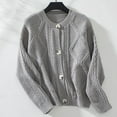 thumbnail image 1 of Qulqfy Button Up Cardigan Sweaters Women Long Sleeve Crew Neck Cable Knit Sweaters Winter Gray Women Fall Tops L, 1 of 5