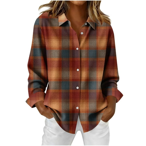 Qulqfy Button Up Shirt Women Plaid Business Causal Long Sleeve Shirts Checkered Collared Shirts Women Tops