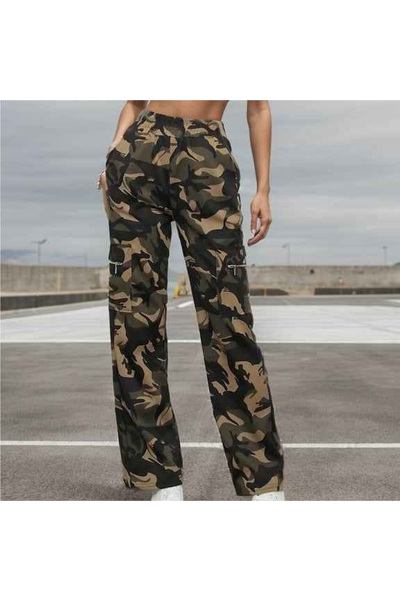 Camouflage Pants Women Cargo Pants Straight-Leg Hiking Pants Hunting Trousers for Women XL