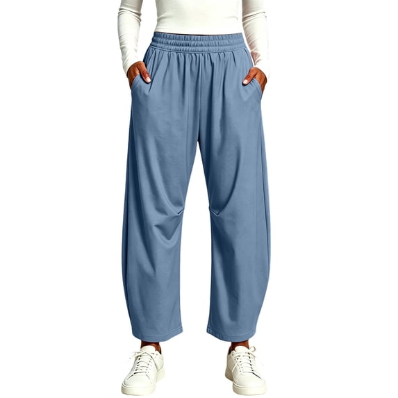 Qulqfy Cargo Hiking Pants for Women Quick Dry Elastic Waist Lightweight Plus Size Travel with Pockets Blue Women's Pants