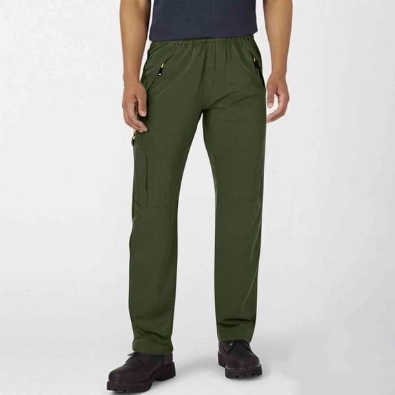 Qulqfy Cargo Pants for Men Baggy Green Stretch Pants Hiking Waterproof Wide Leg Pants Nylon Pants for Men L