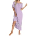 thumbnail image 1 of Qulqfy Casual Dresses for Women Maxi Short Sleeve Purple Soft Ruffle Lounge Tie Neck Dresses Fall Dresses for Women S, 1 of 4