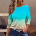 thumbnail image 1 of Qulqfy Causal Womens Graphic T Shirts 3/4 Length Sleeve Scoop Neck Loose-Fitting Tunic Vacation Basics Workout Tops for Women 5XL, 1 of 6