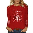 thumbnail image 1 of Qulqfy Christmas Tops for Women Red Xmas Crew Neck Plus Size Long Sleeve Religious Cozy Christian Tops Family Christmas Shirts for Women, 1 of 4