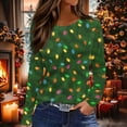 thumbnail image 1 of Qulqfy Christmas Tshirts Women Green Crewneck Xmas Plus Size Long Sleeve Party Graphic Glitter Blouses Christmas Shirt for Women, 1 of 5