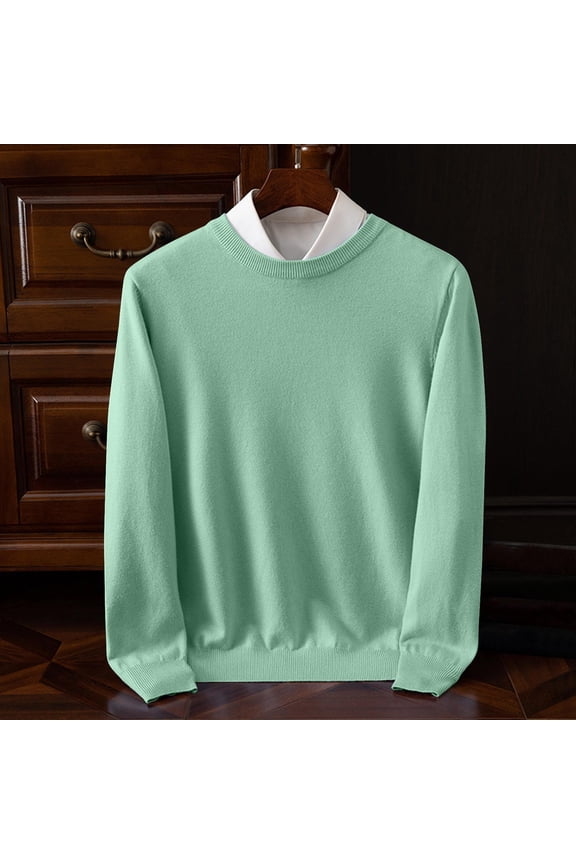 Classic Mens Sweaters Slim Fit Green Basic Knit Fall Long Sleeve Casual Crew Neck Winter Sweater Men's Shirts XL