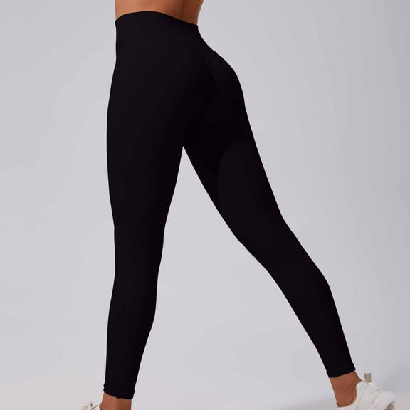 Qulqfy Compression Fall Leggings for Women Black Yoga Workout Tummy Control Stretchy High Waisted Leggings Womens Pants L