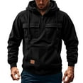 thumbnail image 1 of Qulqfy Corduroy Mens Hoodies Black Pullover Casual Hooded Long Sleeve Sweatshirts 3 Pockets Sweatshirts for Men XXL, 1 of 7